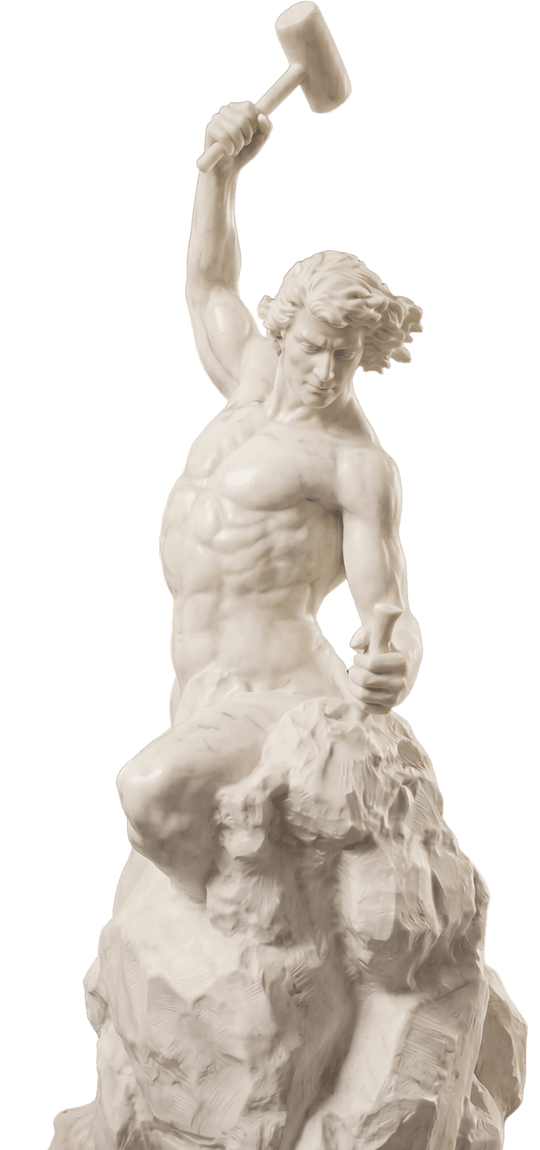 Self-made man sculpting himself